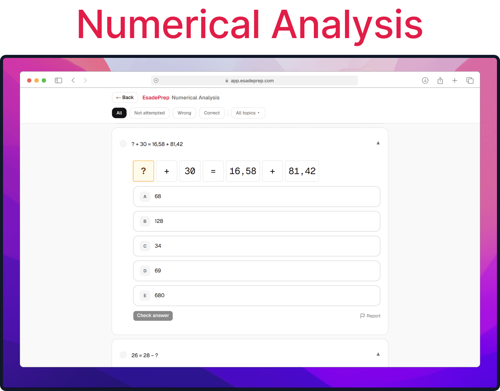 Numerical Analysis practice item