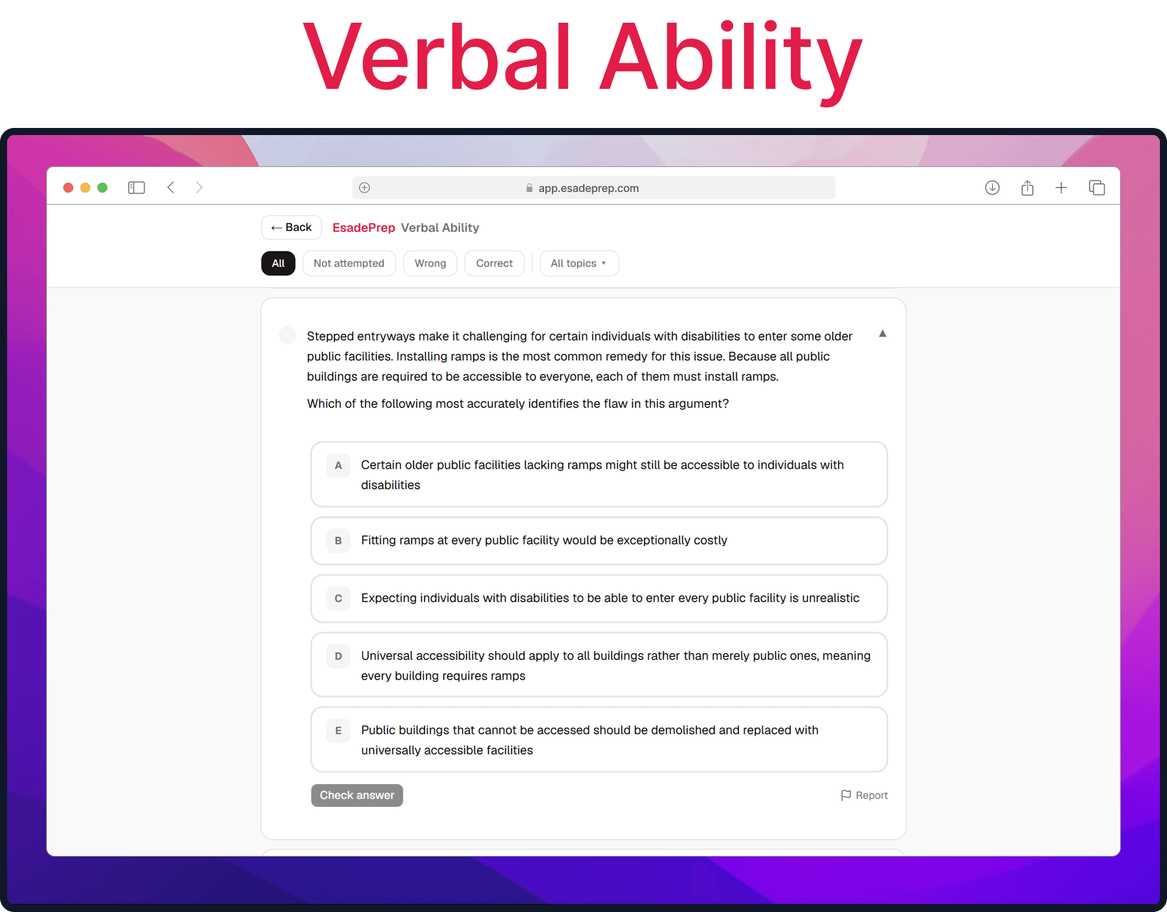 Verbal Ability practice question
